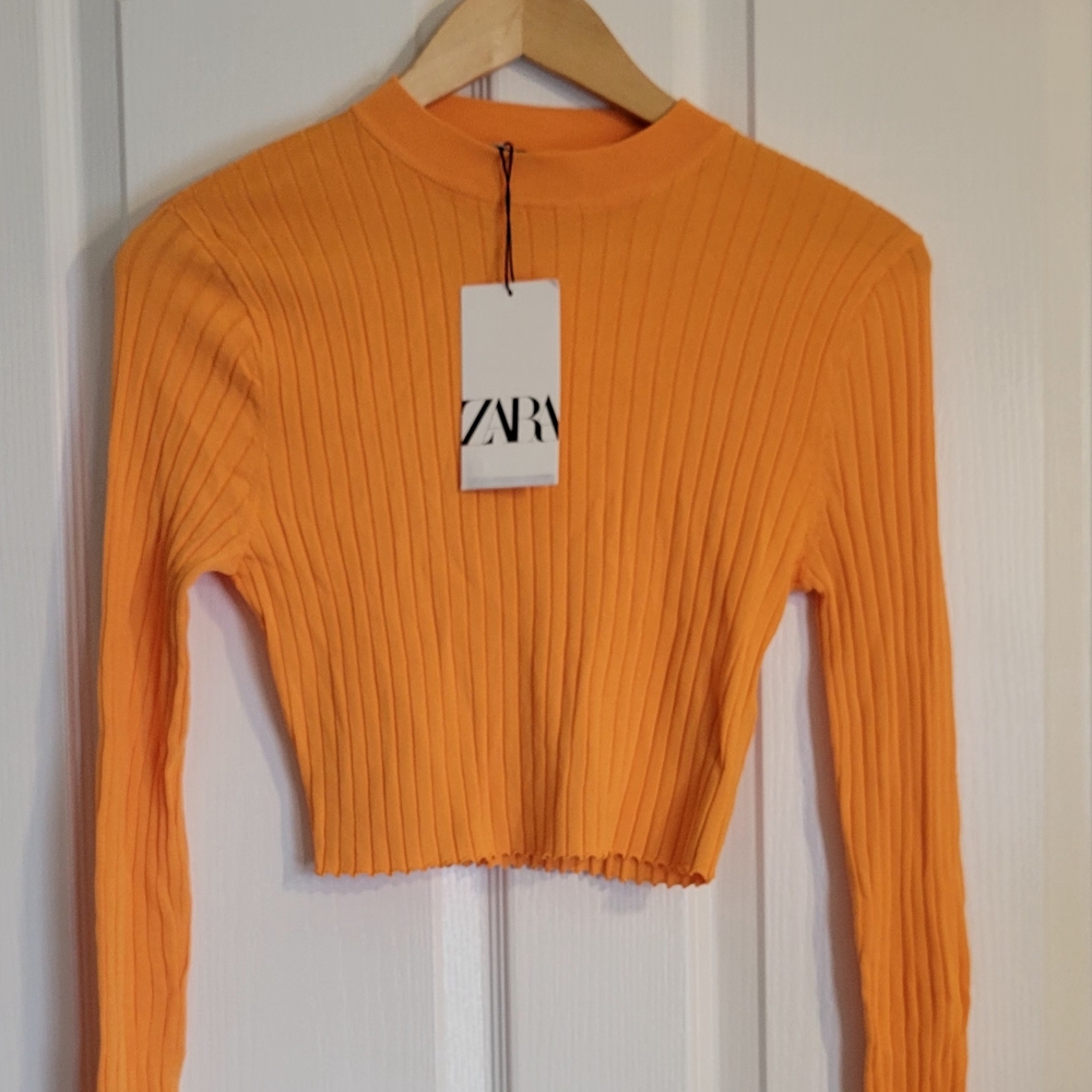 Zara Orange Ribbed Women's Top